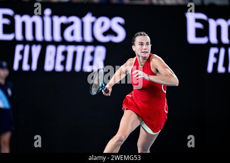 Melbourne, Australie. Januar 2024. Aryna Sabalenka während des Australian Open AO 2024 Grand Slam Tennis Turniers am 25. Januar 2024 im Melbourne Park, Australien. Foto Victor Joly/DPPI Credit: DPPI Media/Alamy Live News Stockfoto