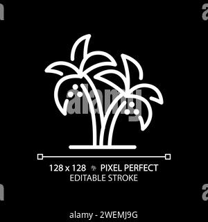 Datumspalmen in den VAE weißes lineares Symbol für dunkles Thema Stock Vektor