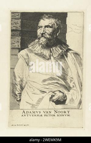 Porträt von Adam van Noort, Anthony Van Dyck, 1630 - 1632 Druckpapier Radierung / Gravur Porträt, Selbstporträt des Malers Stockfoto