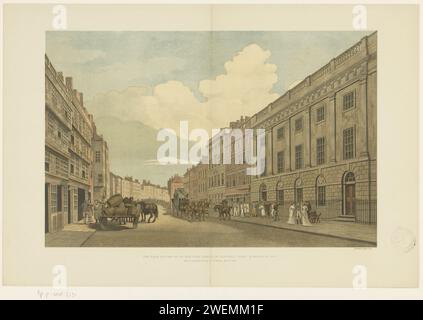 Blick auf die Leadenhall Street, mit dem East India House in London auf der rechten Seite, William H. Griggs, nach Thomas Malton, in oder nach 1800 Druckpapierhandwerk. Street London Stockfoto