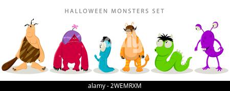 Einfache flache Vektor-Illustration von Monstern für Halloween Stock Vektor