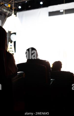 Publikum im Theater beim Anschauen eines Stückes Stockfoto