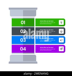 Infografik-Vorlage mit Symbolen und 4 Optionen oder Schritten. Griechische Spalte. Kann für Workflow-Layout, Diagramm, Banner und Webdesign verwendet werden. Vektorabbildung Stock Vektor