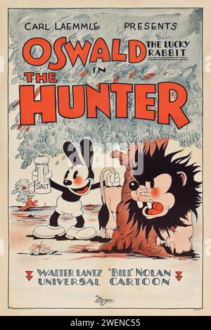 Oswald the Lucky Rabbit in the Hunter (Universal, 1931) Oswald the Lucky Rabbit, eine Serie von Zeichentrickfilmen, die Walt Disney für die Universal Pictures Corporation kreiert hat Stockfoto