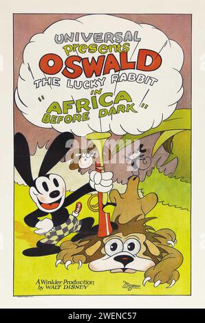 Oswald, the Lucky Rabbit in Africa Before Dark (Universal, 1928) Oswald The Lucky Rabbit, eine Serie von Zeichentrickfilmen, die Walt Disney für die Universal Pictures Corporation kreiert hat Stockfoto