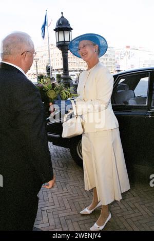 Kopenhagen, Dänemark /08-09-2004/Königin Margrethe II. Von Dänemark kommt am Rathaus von Kopenahgen in der dänischen Hauptstadt an. Photo.Francis Joseph Dean/Dean Pictures Stockfoto