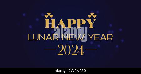 „Happy Lunar Silvester“-Text-Illustration Stock Vektor