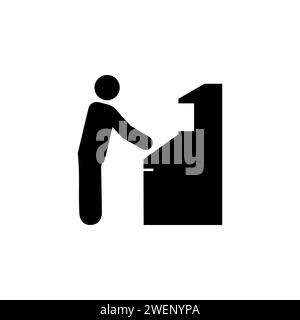 Symbol für ATM und man Flat Vektor. Einfaches, ausgefülltes Symbol auf weißem Hintergrund Stock Vektor