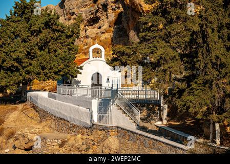 Kapelle Agios Pavlos in St. Paul's Bay auf Rhodos. Stockfoto