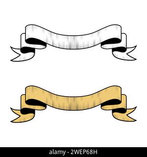 Handgezeichnetes Band mit Gravur im alten Vintage-Stil Designelement, Etikett, Abzeichen und Rasterversion Illustration Stock Vektor