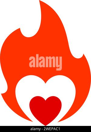 Feuer Flamme, heißes Herz Symbol, Vektor-Illustration. Stock Vektor