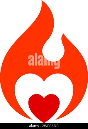 Feuer Flamme, heißes Herz Symbol, Vektor-Illustration. Stock Vektor