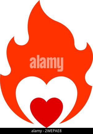 Feuer Flamme, heißes Herz Symbol, Vektor-Illustration. Stock Vektor