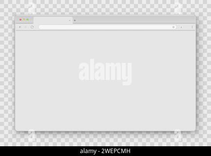 Das Design des Webbrowserfensters ist grau auf einem transparenten Hintergrund. Stock Vektor