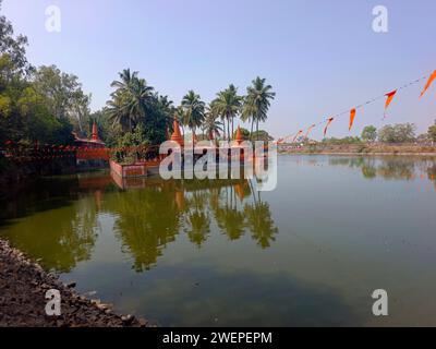 26. Januar 2024, Pune, Indien, Ramdara-Tempel, der 1970 von Dhundi Baba wiederaufgebaut wurde. Er ist Lord Shiva und Göttin Parvaty gewidmet. Tempel ist berühmt für Stockfoto