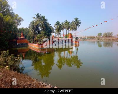 26. Januar 2024, Pune, Indien, Ramdara-Tempel, der 1970 von Dhundi Baba wiederaufgebaut wurde. Er ist Lord Shiva und Göttin Parvaty gewidmet. Tempel ist berühmt für Stockfoto
