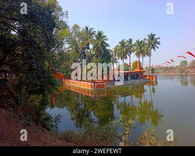 26. Januar 2024, Pune, Indien, Ramdara-Tempel, der 1970 von Dhundi Baba wiederaufgebaut wurde. Er ist Lord Shiva und Göttin Parvaty gewidmet. Tempel ist berühmt für Stockfoto