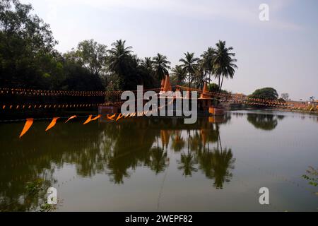 26. Januar 2024, Pune, Indien, Ramdara-Tempel, der 1970 von Dhundi Baba wiederaufgebaut wurde. Er ist Lord Shiva und Göttin Parvaty gewidmet. Tempel ist berühmt für Stockfoto