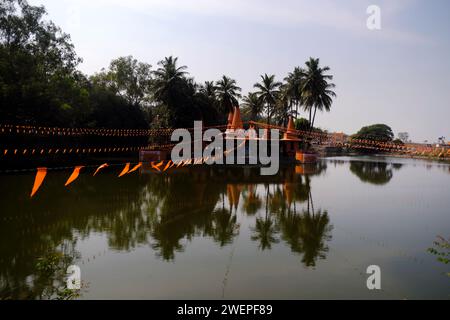 26. Januar 2024, Pune, Indien, Ramdara-Tempel, der 1970 von Dhundi Baba wiederaufgebaut wurde. Er ist Lord Shiva und Göttin Parvaty gewidmet. Tempel ist berühmt für Stockfoto