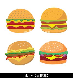 Hamburger Symbole eingestellt. Vektor-Illustration von Hamburger-Symbolen. Stock Vektor