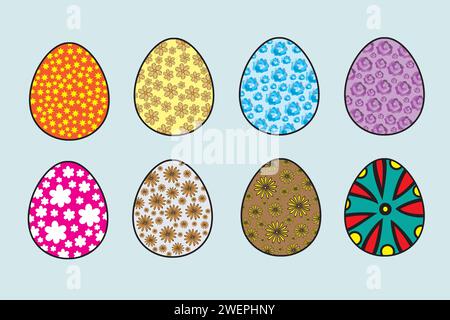 Set handgezeichneter Ostereier. Vektorillustration für Ihr Design. Stock Vektor