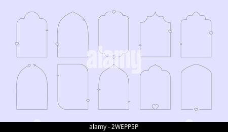 Valentinstag, 2 Jahre alt, romantische Rahmen. Outline Vector minimalistische Arches Kollektion. Stock Vektor