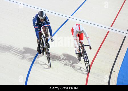 Taky Kouame (Frankreich), Urszula Los (Polen). Radweg. Damen Sprint. Europameisterschaften München 2022 Stockfoto