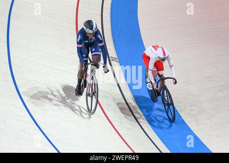 Taky Kouame (Frankreich), Urszula Los (Polen). Radweg. Damen Sprint. Europameisterschaften München 2022 Stockfoto