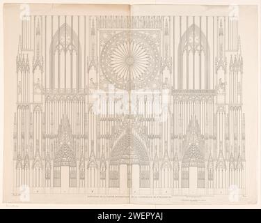 Blick auf die Westseite der Kathedrale von Straßburg, Anonym, 1839 Druckpapier Gravur Kirche (außen) Muttergottes Stockfoto