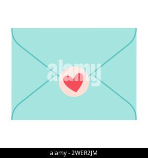 Briefumschlag, Liebesbrief mit Briefstempel, isoliert auf weißem Hintergrund. Alles Gute Zum Valentinstag. Zu meiner Liebe. Vektorabbildung Stock Vektor