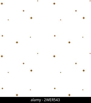 Kleiner winziger Stern formt ein dezentes Muster. Nahtloses weiß und Gold funkelt Hintergrund Vektor Textur im trendigen Retro Stil für Tapeten. Stock Vektor