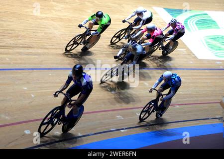 Berlin, Deutschland. Januar 2024. 26.01.2024, Velodrom, Berlin, DEU, 111. Berliner Sechstagerennen, im Bild Keirin Foto: Jürgen Engler/nordphoto GmbH/dpa/Alamy Live News Stockfoto