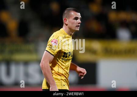 Kerkrade, Niederlande. Januar 2024. KERKRADE, NIEDERLANDE - 26. JANUAR: Vaclav Sejk von Roda JC Kerkrade zwischen Jong FC Utrecht im Parkstad Limburg Stadion am 26. Januar 2024 in Kerkrade, Niederlande. (Foto von Orange Pictures) Credit: dpa/Alamy Live News Stockfoto