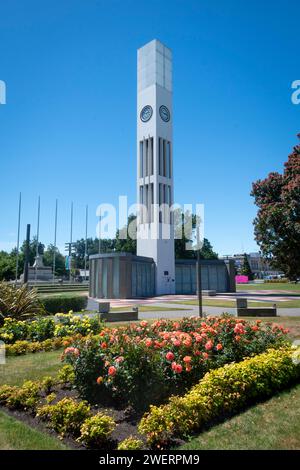 Clock Tower, The Square, Palmerston North, Manawatu, Nordinsel, Neuseeland Stockfoto