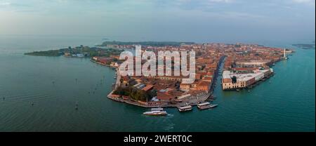 Aus der Vogelperspektive der Insel Murano in der Lagune von Venedig, Italien Stockfoto