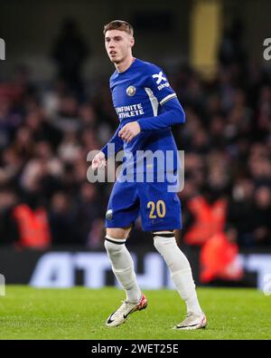 Chelsea's Cole Palmer im Einsatz während des Spiels der 4. Runde des Chelsea FC gegen Aston Villa FC Emirates FA Cup in Stamford Bridge, London, England, Großbritannien am 26. Januar 2024 Credit: Every Second Media/Alamy Live News Stockfoto