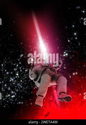 Astronaut beim Weltraumspaziergang, Illustration Stockfoto