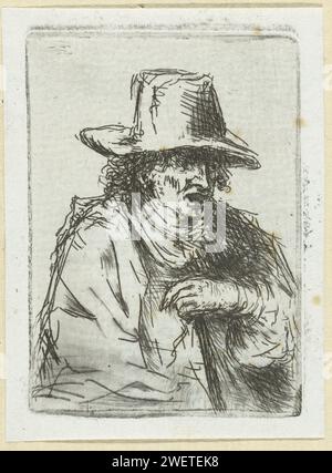 Mann mit Hoed, Jan Chalon, 1748 - 1795 drucken einen erwachsenen Mann mit Hut. Nach rechts. Papierätzung/Trockenpunktmorphologie der menschlichen Expression (+ Erwachsene männlich (Mensch)) Stockfoto