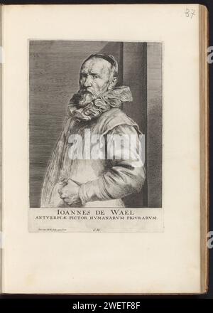 Porträt des Malers Hans de Wael, 1645–1646 Print dieser Druck ist Teil eines Albums. Papierätzung / Gravur Porträt, Selbstporträt des Malers Stockfoto