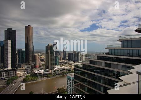 Skyline von Melbourne vom 35. Stock Stockfoto