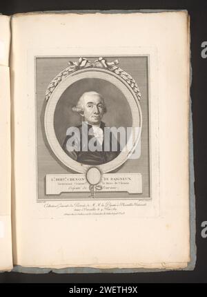 Portret van Pierre Bertrand Chesnon de Baigneux, Marie Jeanne Louise Francoise Suzanne Champion Cernel, nach Jean-Baptiste-Ponce Lambert, 1790 Print Print ist Teil eines Albums. Historische Personen des Papierätzens. Politik Stockfoto