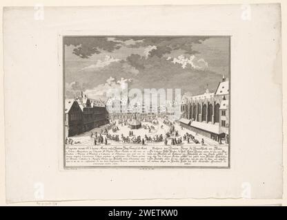 Test op de Liebfrauenberg, Te Frankfurt am Main, Georg Daniel Heumann (evtl.), nach Salomon kleiner, 1738 Print View of the Liebfrauenberg, in Frankfurt am Main. Eine Reihe von Pferdeschlitten fahren um den Platz. Rechts oben nummeriert: 5. Markt für Papiergravur/Ätzung. Pferdeschlitten Frankfurt am Main Stockfoto