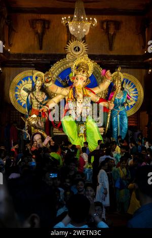 Lalbaughcharaja Idol von Ganapati während Ganesh Chaturthi Stockfoto