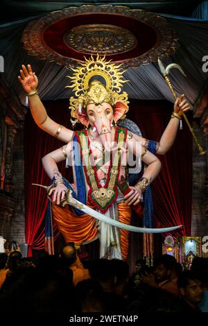 Lalbaughcharaja Idol von Ganapati während Ganesh Chaturthi Stockfoto