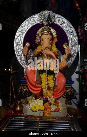 Lalbaughcharaja Idol von Ganapati während Ganesh Chaturthi Stockfoto