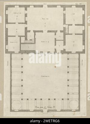 Karte des Erdgeschosses der Villa Grimaldi-Sauli in Genua, 1622 Druck dieser Druck ist Teil eines Albums. Papier Gravur Plan  Architektur. Hôtel, d.h. kleiner Palast in der Stadt - AA - Bürgerarchitektur: In der Villa Grimaldi Stockfoto