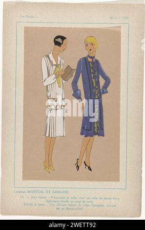 Sehr Pariser, 1926, nein 2, Pl. 15: Martial and Armand Creations: Joli Coeur, 1926 Twee Japonnen Van Martial and Armand. Heute uit het Modetijdschrift Very Parisian ... Mode, Chic, Elegance (1920-1936) Papier Buchdruck Mode Teller. Kleid, Kleid: Tageskleid (+ Damenkleidung) Stockfoto