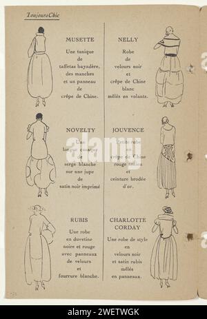 Always Chic Winter 1921-1922: Index, 1921 - 1922 Seite Index aus Katalog 'Toujours Chic', in dem eine Übersicht über die Wintermode 1921-1922. Papier Buchdruck, der Modeplatten druckt Stockfoto