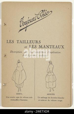 Always Chic Winter 1921-1922: Index, 1921 - 1922 Seite Index aus Katalog 'Toujours Chic', in dem eine Übersicht über die Wintermode 1921-1922. Papier Buchdruck, der Modeplatten druckt Stockfoto
