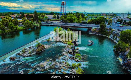 Regentag in den Idaho Falls im Juli Stockfoto